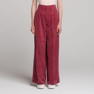 Uniqlo U Lemaire Red Wide Leg High Waist Corduroy